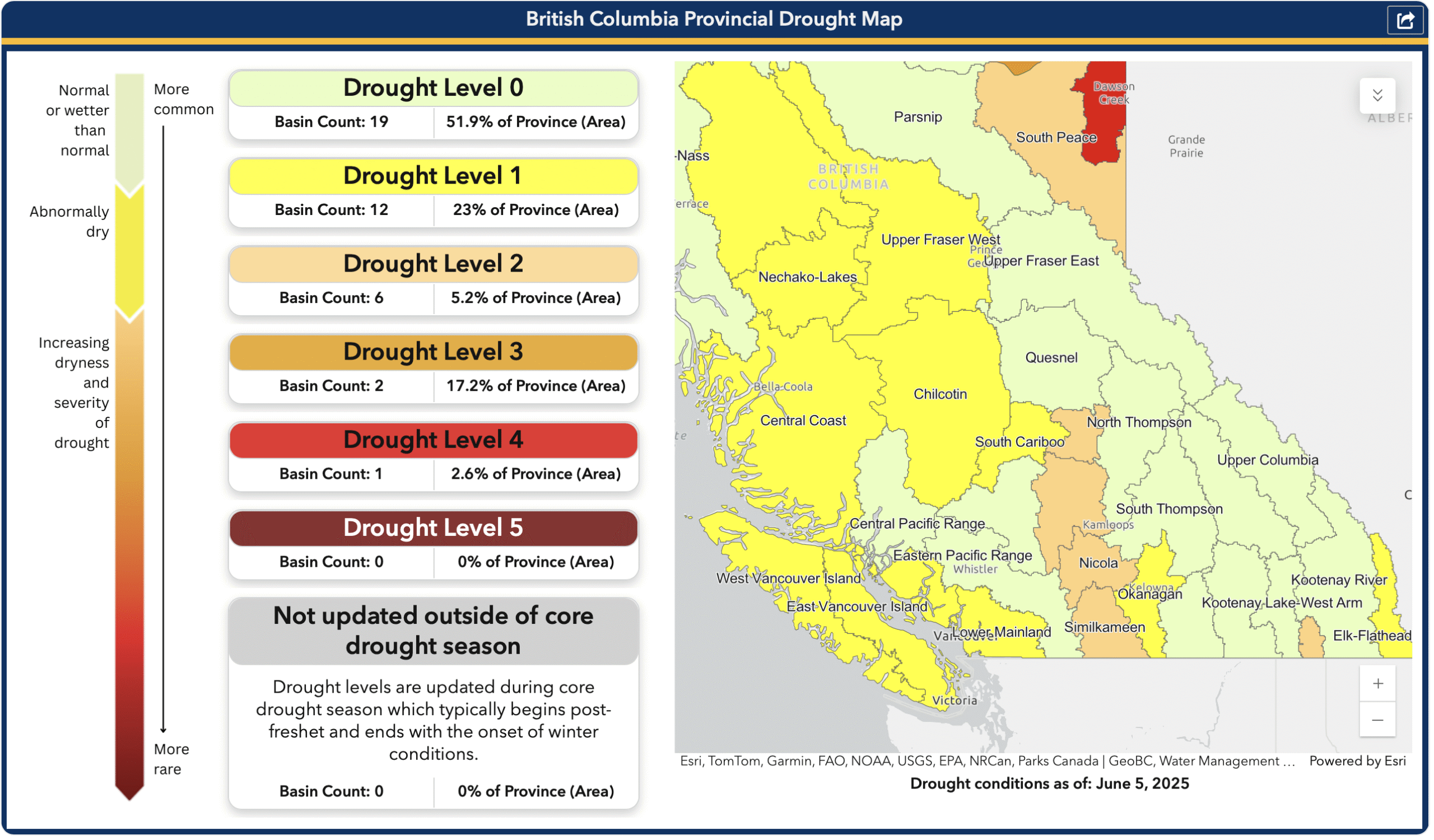 Drought map of BC